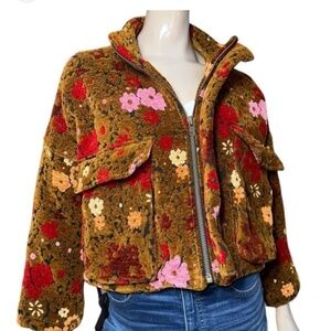 Kimchi Blue Womens Size M Austin Tapestry Burnout Chenille Floral jacket